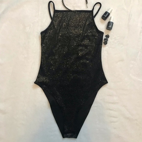 SMALL H&M BLACK GLITTER BODYSUIT - Picture 2 of 7